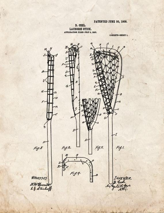 Lacrosse Stick Patent Print