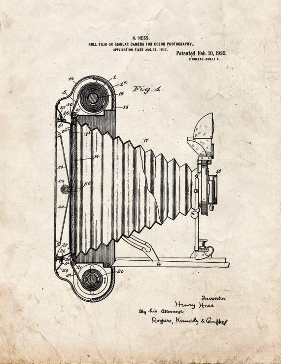 Roll Film Camera For Color Photography Patent Print