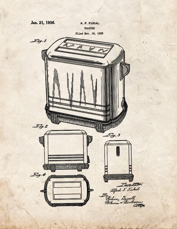 Toaster Patent Print