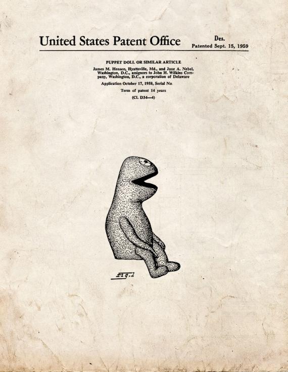 Kermit the Frog Muppet Patent Print