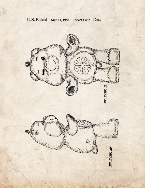 Good Luck Care Bear Patent Print