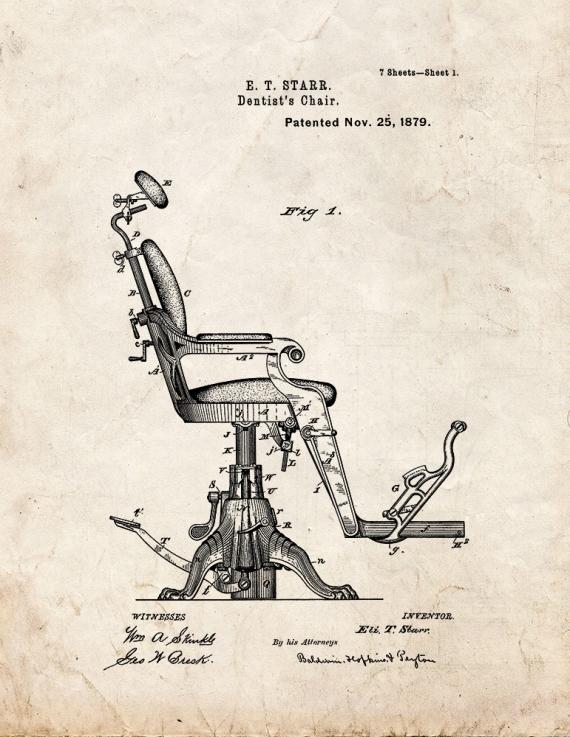 Dentist's Chair Patent Print