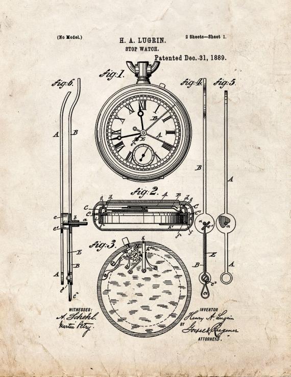 Stopwatch Patent Print