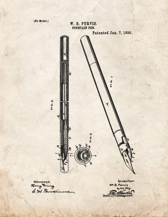 Fountain Pen Patent Print