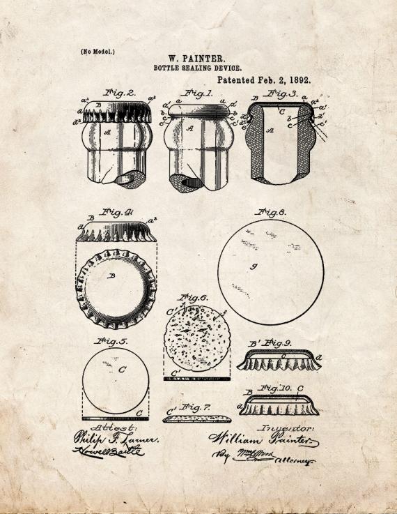 Bottle Sealing Device Patent Print