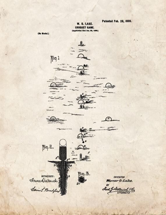 Croquet Game Patent Print