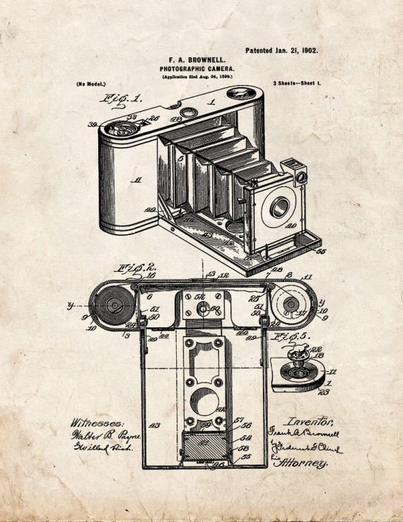 Photographic Camera Patent Print