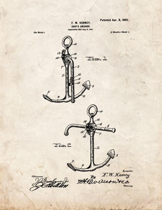 Ship's Anchor Patent Print