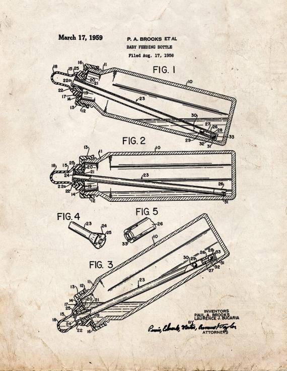 Baby Feeding Bottle Patent Print