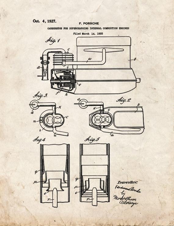 Carburetor For Supercharging Internal-combustion Engines Patent Print