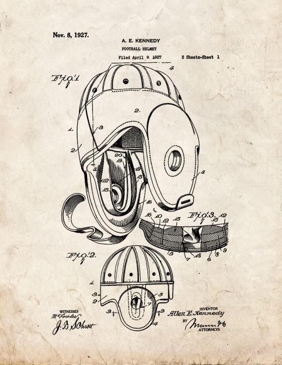 Football Helmet Patent Print