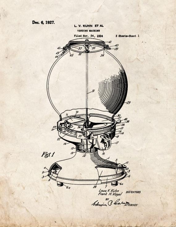 Vending Machine Patent Print