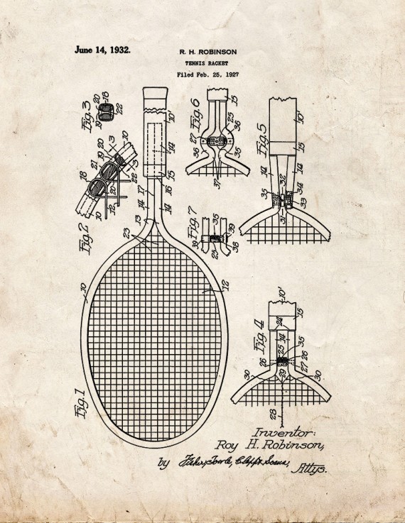 Tennis Racket Patent Print