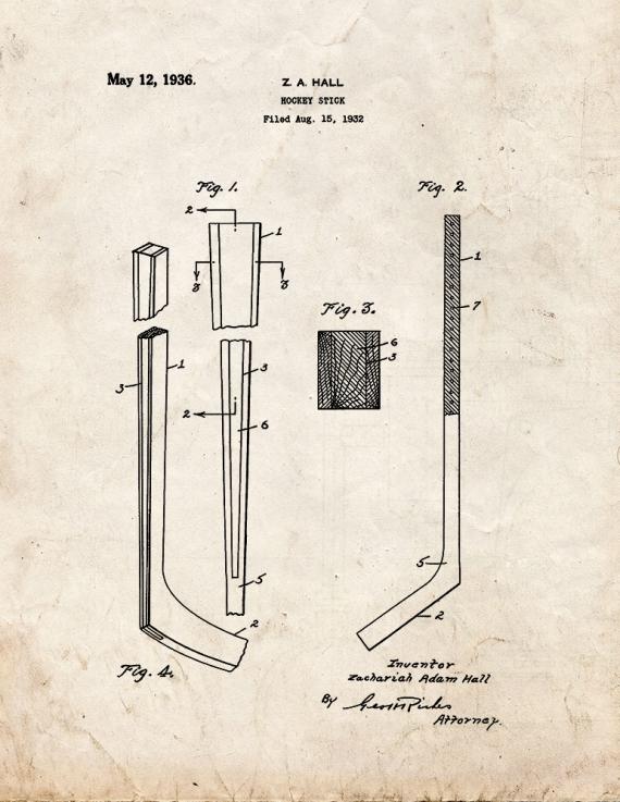 Hockey Stick Patent Print