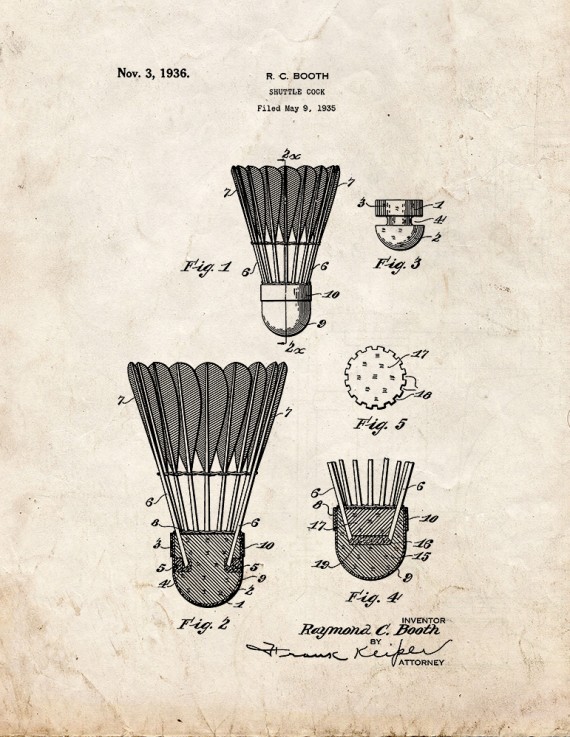 Shuttlecock Patent Print