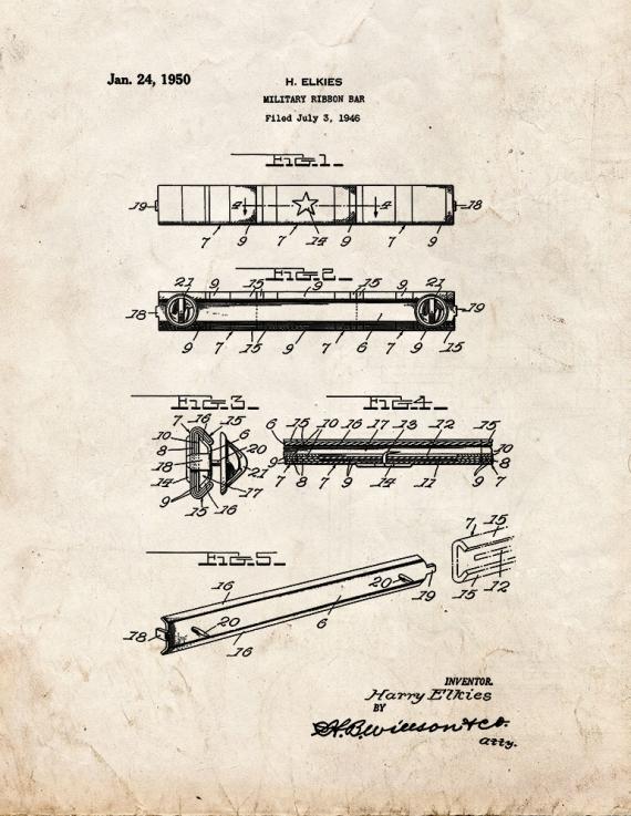 Military Ribbon Bar Patent Print