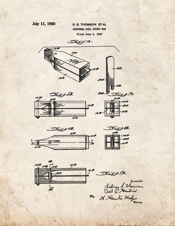 Squirrel-call Sound Box Patent Print