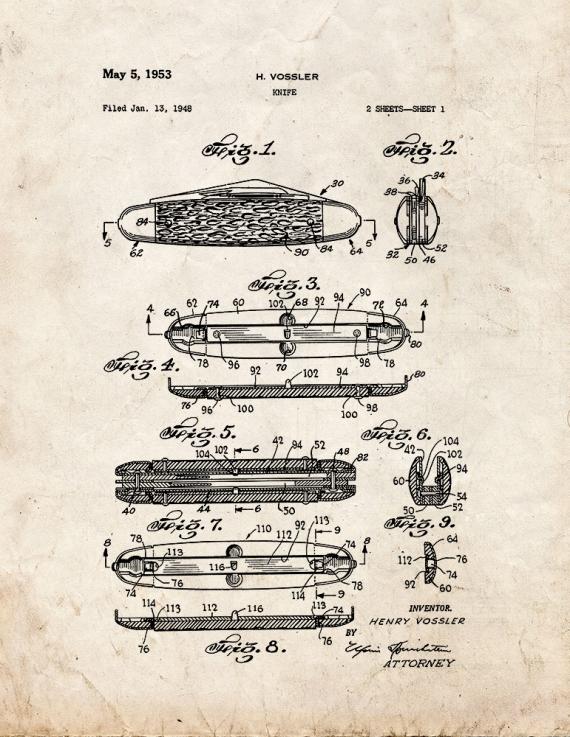 Knife Patent Print