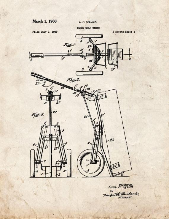 Caddy Golf Carts Patent Print