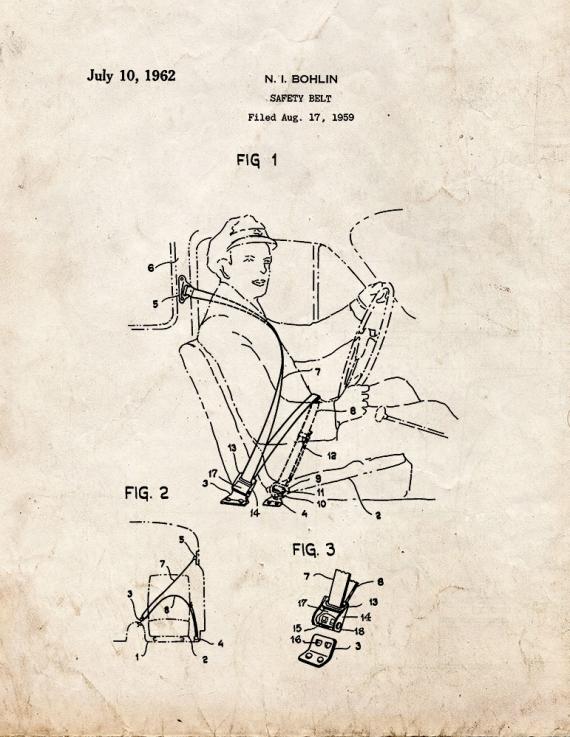 Safety Belt Patent Print