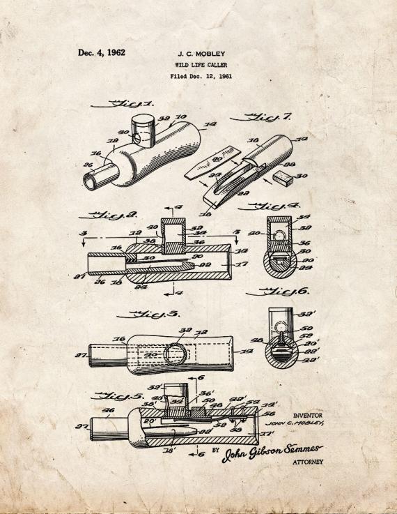 Wild Life Caller Patent Print