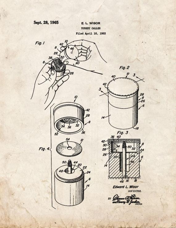 Turkey Caller Patent Print