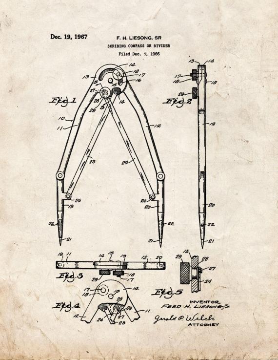 Scribing Compass Or Divider Patent Print