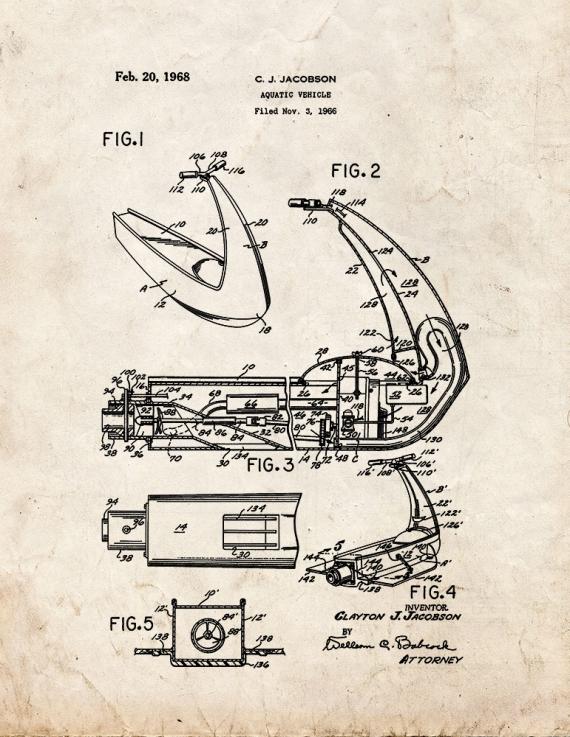 Aquatic Vehicle Patent Print