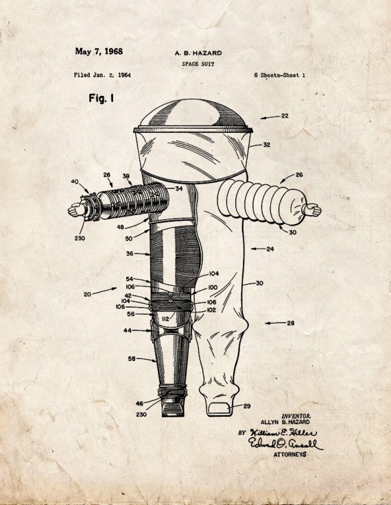 Space Suit Patent Print