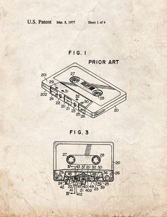 Cassette Tape Recorder With Tape Pad Patent Print