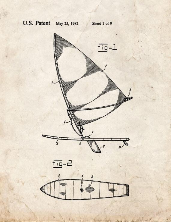 Composite Wind Surfboard Patent Print