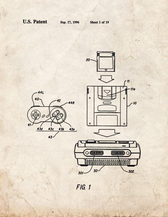 Nintendo Video Game Controller Patent Print