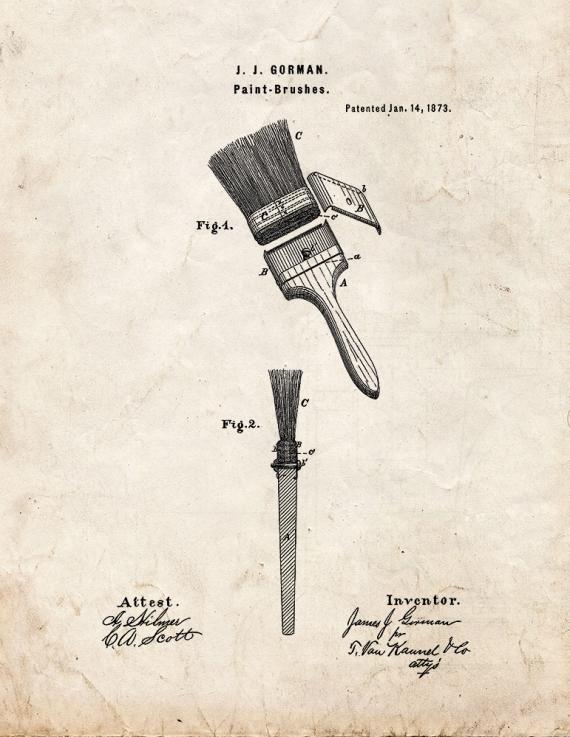 Paint Brushes Patent Print