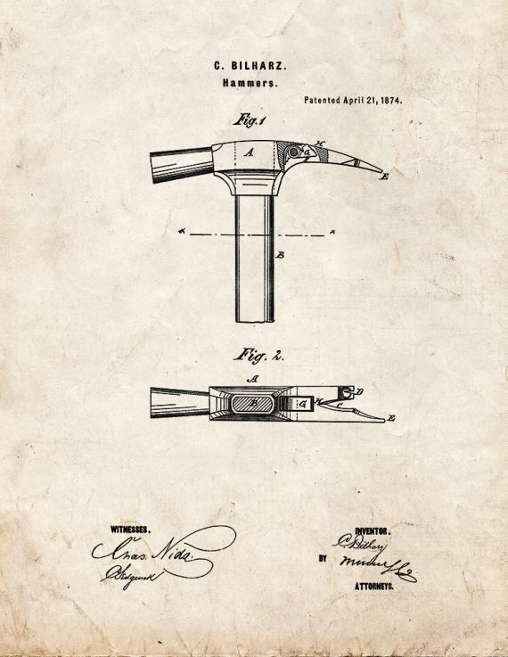 Hammer Patent Print