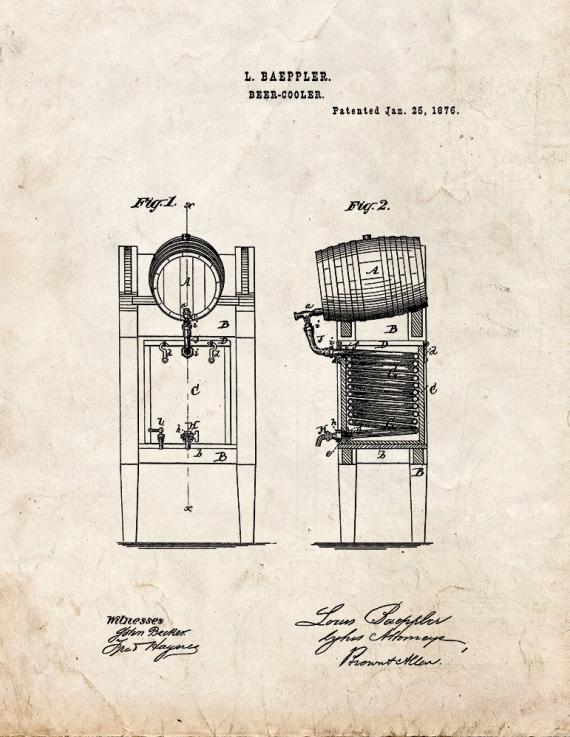Beer Cooler Patent Print