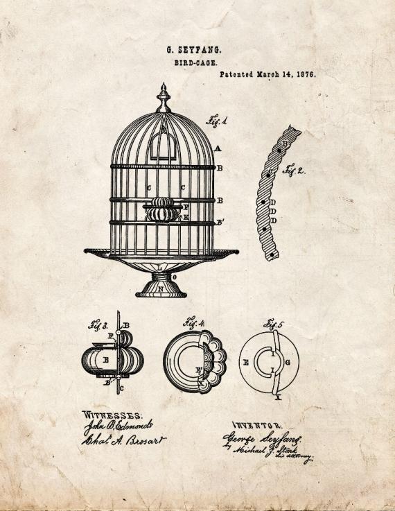 Bird Cage Patent Print