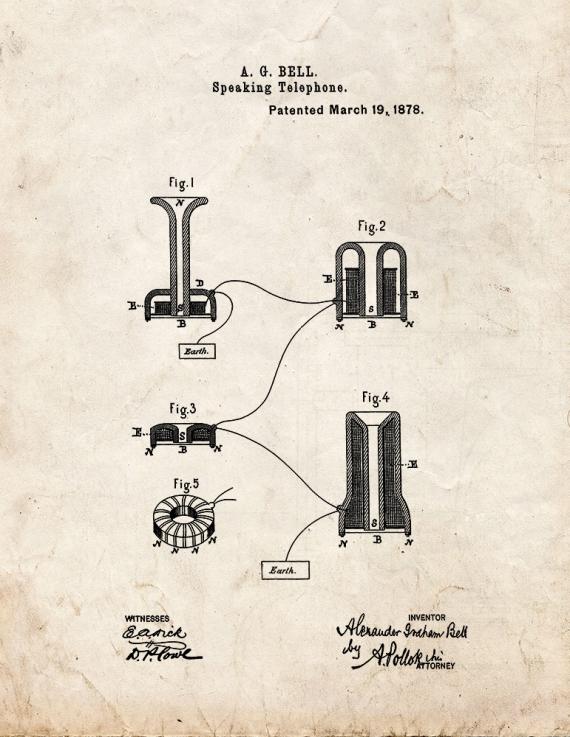 Speaking Telephone Patent Print