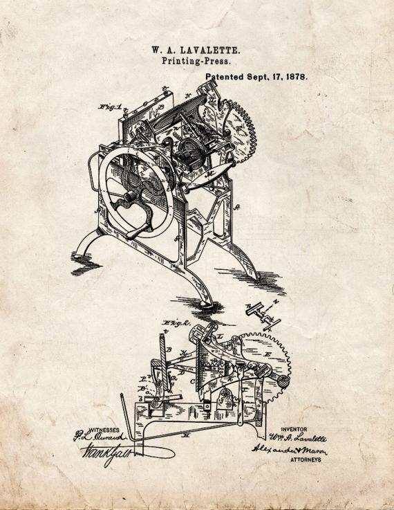 Printing Press Patent Print