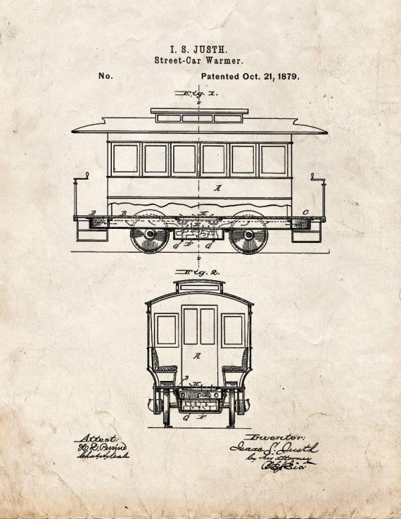 Street Car Warmer Patent Print