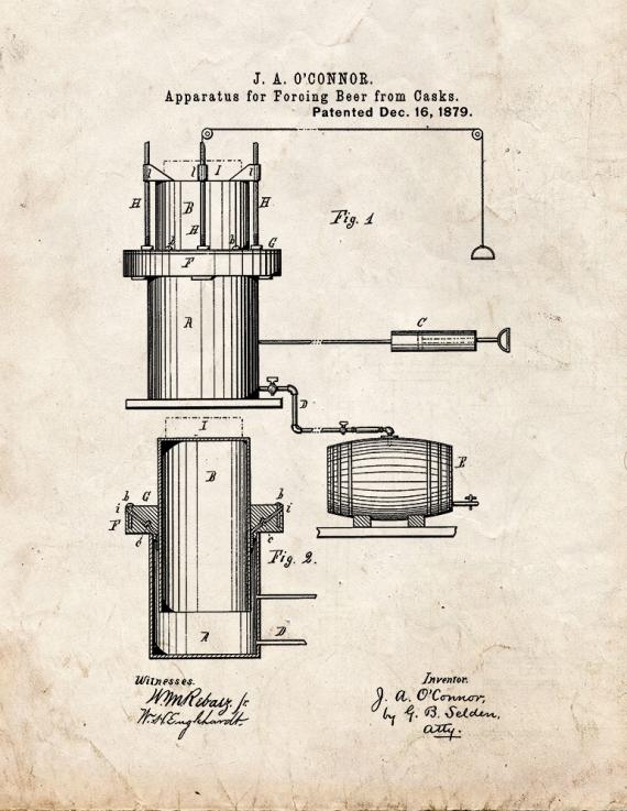 Apparatus For Forcing Beer From Casks Patent Print