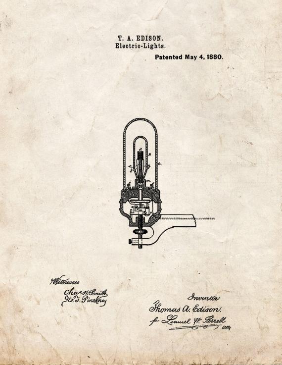 Electric Light Patent Print