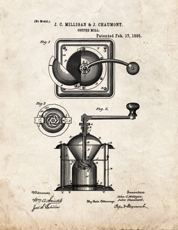 Coffee Mill Patent Print