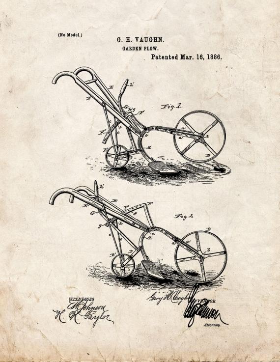 Garden Plow Patent Print