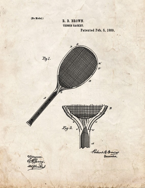 Tennis Racket Patent Print