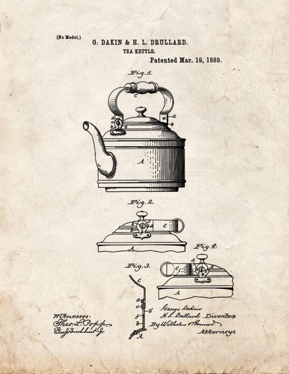 Tea Kettle Patent Print