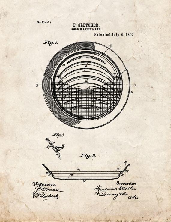Gold Washing Pan Patent Print