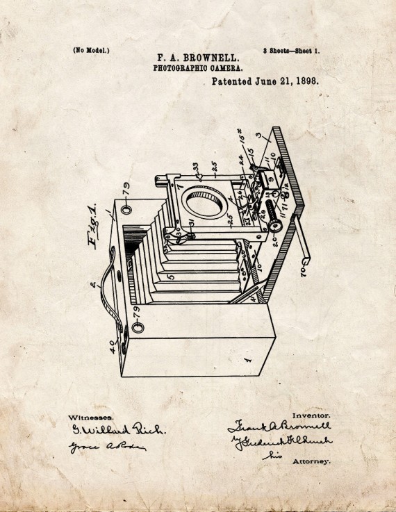 Photographic Camera Patent Print