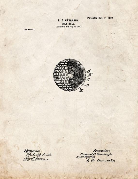 Golf Ball Patent Print