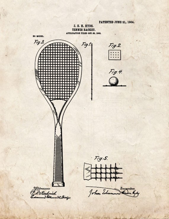 Tennis Racket Patent Print