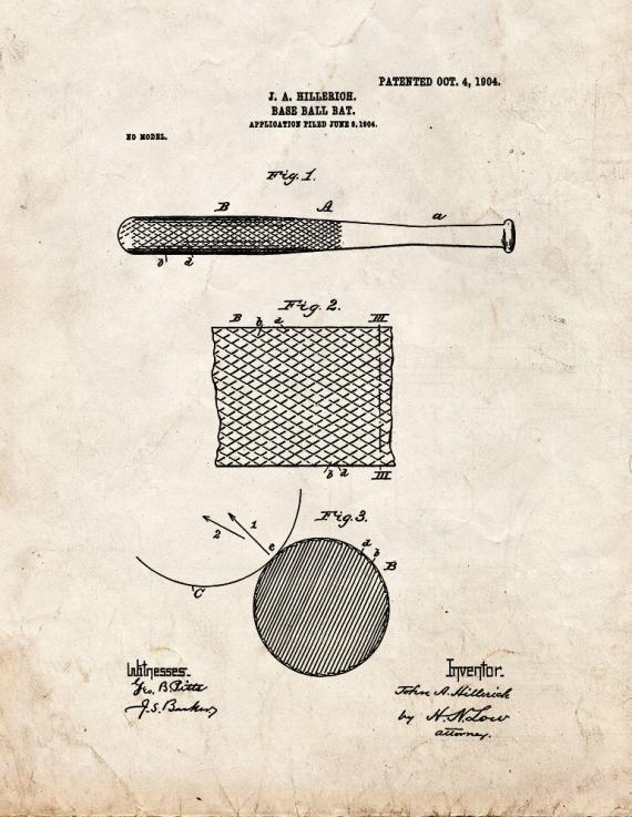 Baseball Bat Patent Print